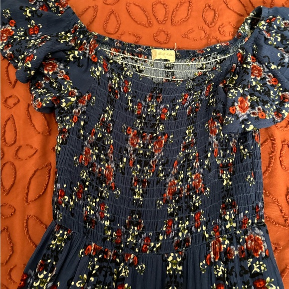 Floral Navy Off the Shoulder Summer Dress - Picture 7 of 7